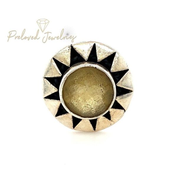 Sterling Silver 925 Yellow Stone Ring - Picture 1 of 8